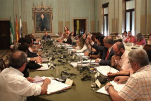 Sesión plenaria celebrada hoy en el Ayuntamiento de Huelva. (Foto: Daniel Vázquez)