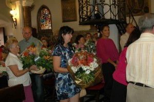 Un momento de la ofrenda floral.