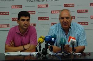 Responsables de CCOO en Huelva y a nivel andaluz.