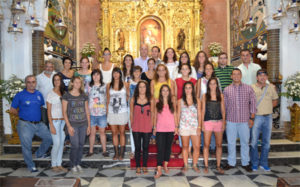 Ofrenda floral del Sporting a la Virgen de la Cinta.