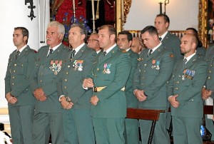 Guardias Civiles en el acto religioso celebrado.