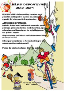 Cartel de las Escuelas Deportivas Municipales de Paterna del Campo.