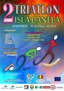 Cartel del II Triatlon Isla Canela.