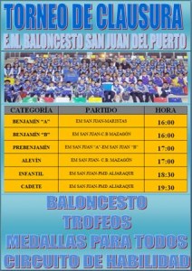 Cartel Clausura temporada de baloncesto en San Juan del Puerto.