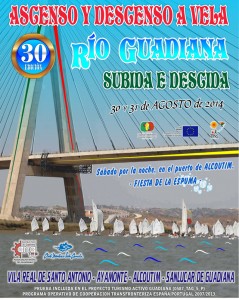 Cartel del ascenso y descenso del río Guadiana.