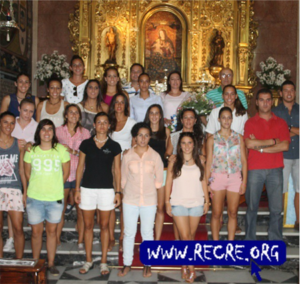 Ofrenda floral del Fundación Cajasol Sporting a la Virgen de la Cinta.