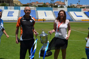 Manuela Romero y Antonio Toledo, presidenta y entrenador del Fundación Cajasol Sporting.