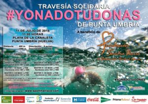 Cartel de la Travesía Solidaria en Punta Umbría.