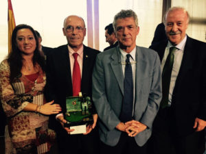 Antonio Toledo, junto a Manoli Romero, Angel María Villar y Vicente del Bosque.