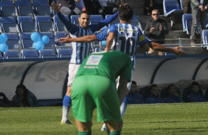 Núñez y Jesús Vázquez celebrando el gol. (Espínola)