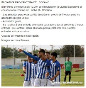 Iniciativa pro-cantera del Recreativo B.