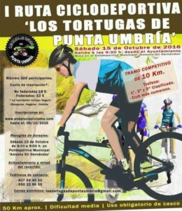 Cartel de la ruta BTT en Punta Umbría.