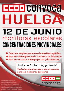 Cartel huelga y concentraciones monitoras escolares 12 de junio 000