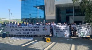 Protesta transporte escolar en Huelva