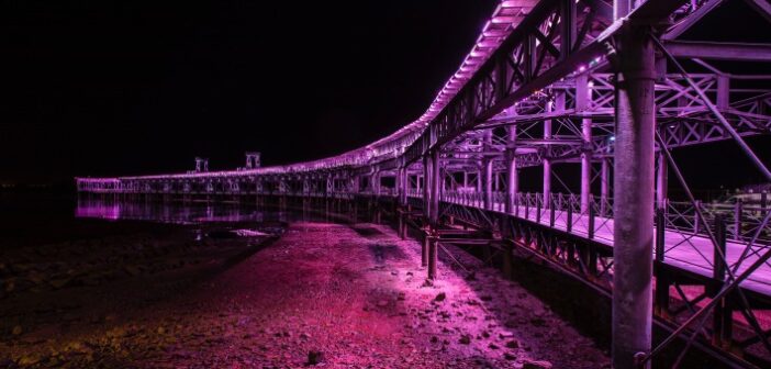 Muelle iluminado de rosa por el Sindrome de Rett