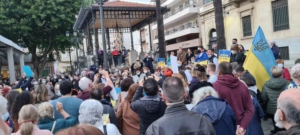 Protesta en Huelva contra la invasión de Ucrania por Rusia