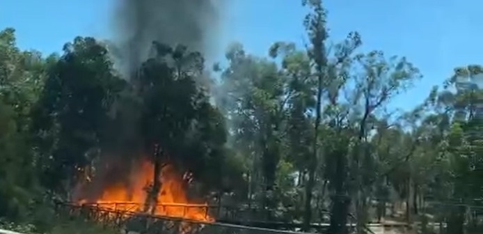 Bomberos actúan en un incendio forestal en Aljaraque