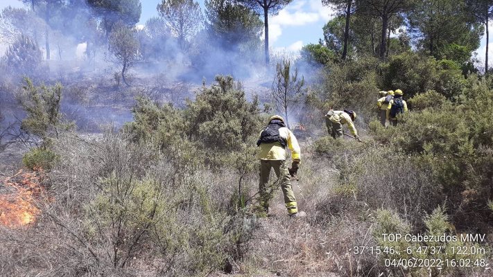 Extinguido un incendio en el paraje 'La Charca', en Moguer