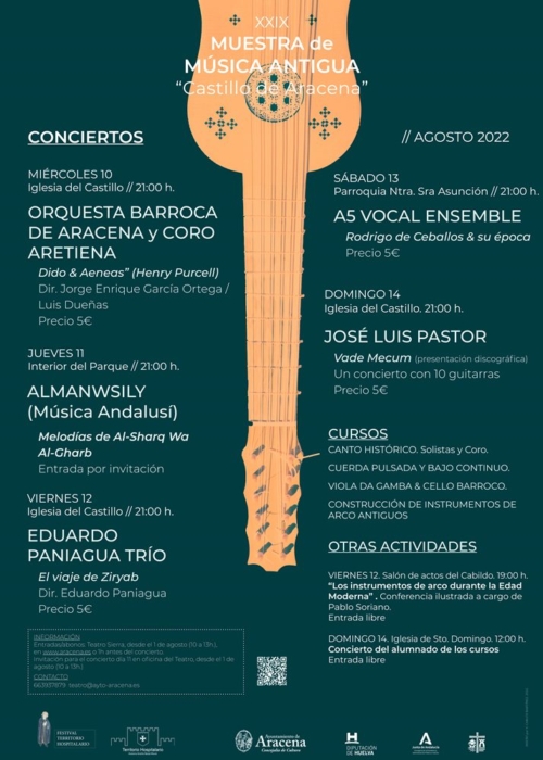 Cursos y conciertos de la 29ª Muestra de Música Antigua de Aracena