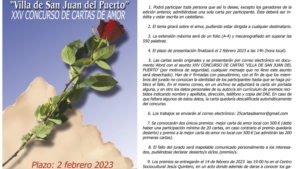 La XXV edición del concurso de cartas de amor ´Villa de San Juan del Puerto´ otorgará dos premios de 500 euros