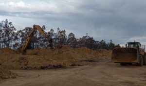 Extinguido el incendio en el parque exterior de biomasa de Magnon en Huelva