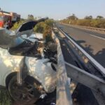 Un herido en un brutal accidente entre dos coches en la A-49