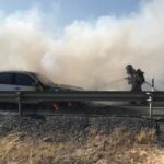 Un coche sale ardiendo en la A-49