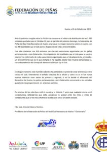 Comunicado Federacion Penas Recre