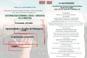 CCOO organiza en Huelva una jornada sobre sostenibilidad en la industria