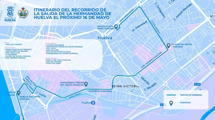 Rocío 2024: Itinerario y horarios de referencia de la salida de la Hermandad de Huelva