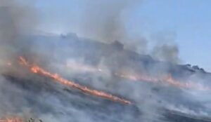 Bomberos intervienen en un incendio junto al Castillo de Aracena