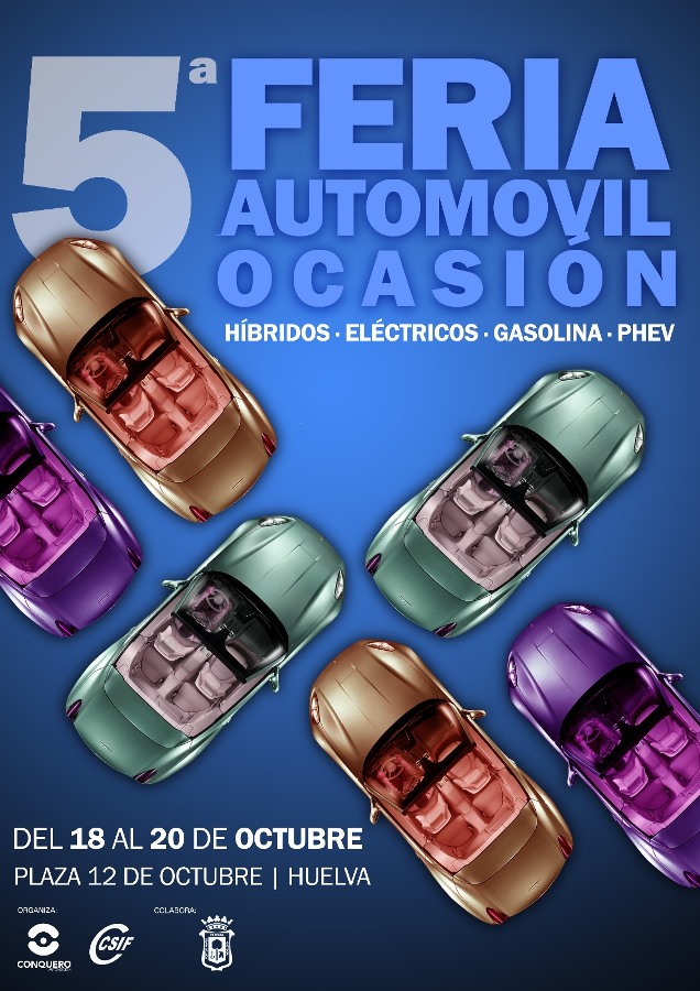 La V Feria del Automóvil de Huelva regresa del 18 al 20 de octubre a la plaza Doce de Octubre 