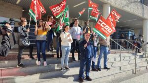 CCOO se concentra en el Juan Ramón en defensa de los derechos laborales de la plantilla de Pulsia