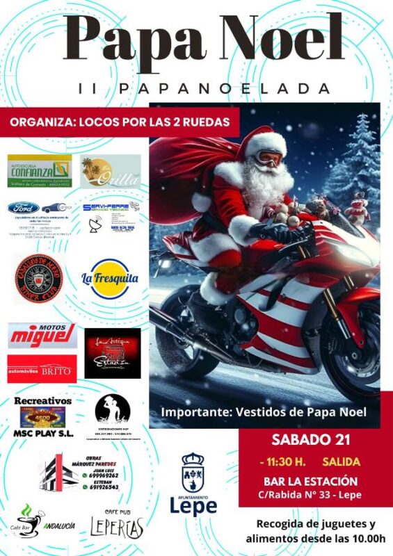 Lepe acoge este sábado su II Papanoelada y el Paseo en Bicicleta solidario